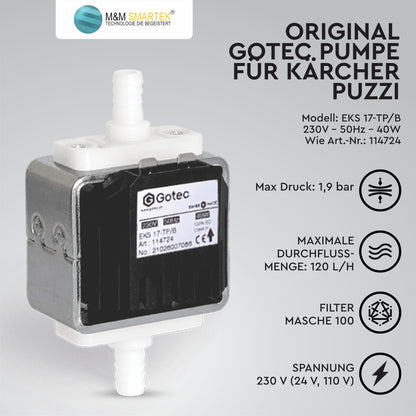 Original Pumpe Gotec für Kärcher Puzzi 100 200 8/1 10/1 10/2 Waschsauger Pomp V23