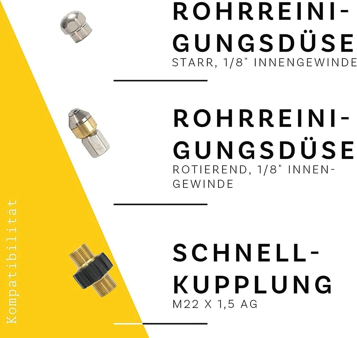 Rohrreinigungsschlauch SET 8-teilig für Kärcher Kränzle NILFISK ALTO EASY!Lock