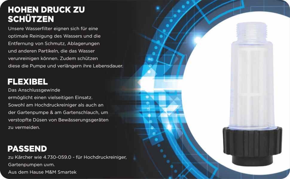 Wasserfilter Wasserhahnanschluss Hochdruckreiniger 3/4 inkl Reduzierung 1/2 Zoll5