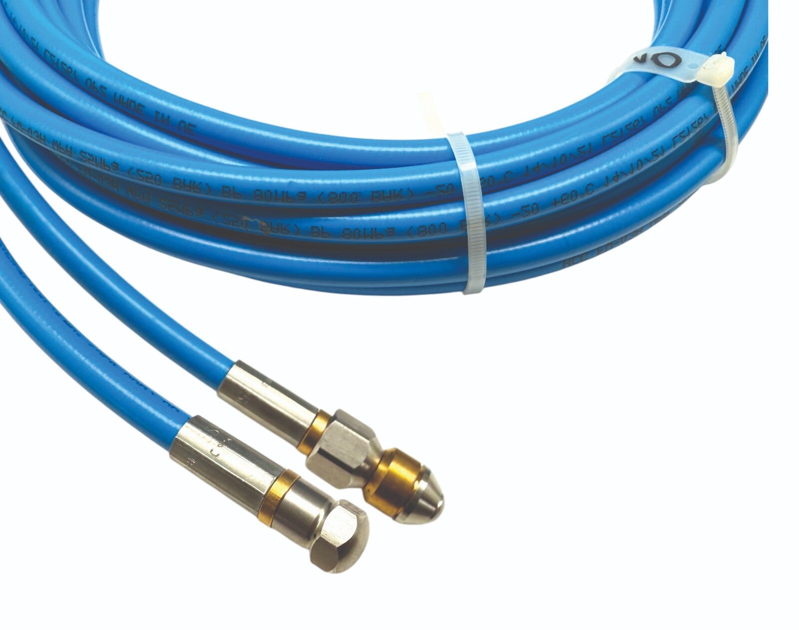 10m Rohrreinigungsschlauch Bajonett   1/8" Gewinde + 2 Düsen 250 bar 60° C NW51