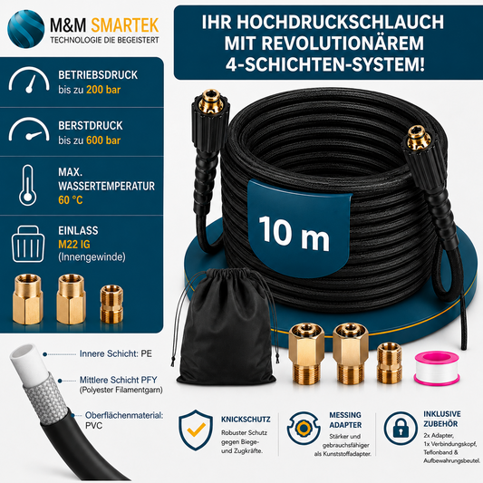 10 Meter Hochdruckschlauch Verlängerung für Kärcher EasyLock HD 200bar + Adapter0