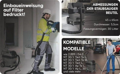 1 Filter & 5 Staubsaugerbeutel geeignet für Kärcher wie 2.889-154.0 NT 30/1 30L - 1-filter-5-staubsaugerbeutel-geeignet-fur-karcher-wie-2-889-154-0-nt-30-1-30l von M&M Smartek®