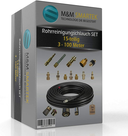 Rohrreinigungsschlauch 15-Teilig für Kärcher Kränzle NILFISK ALTO WAP Bosch B&D