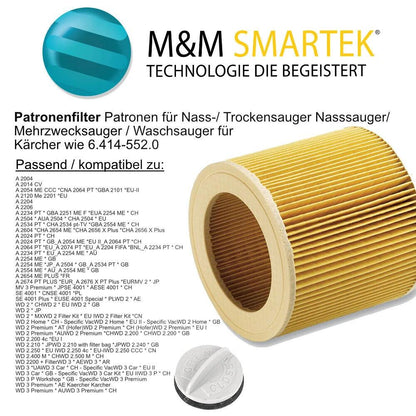 Patronenfilter Lamellenfilter für Kärcher Nass-/Trockensauger WD, MV 6.414-552.0 - patronenfilter-lamellenfilter-fur-karcher-nass-trockensauger-wd-mv-6-414-552-0 von M&M Smartek®
