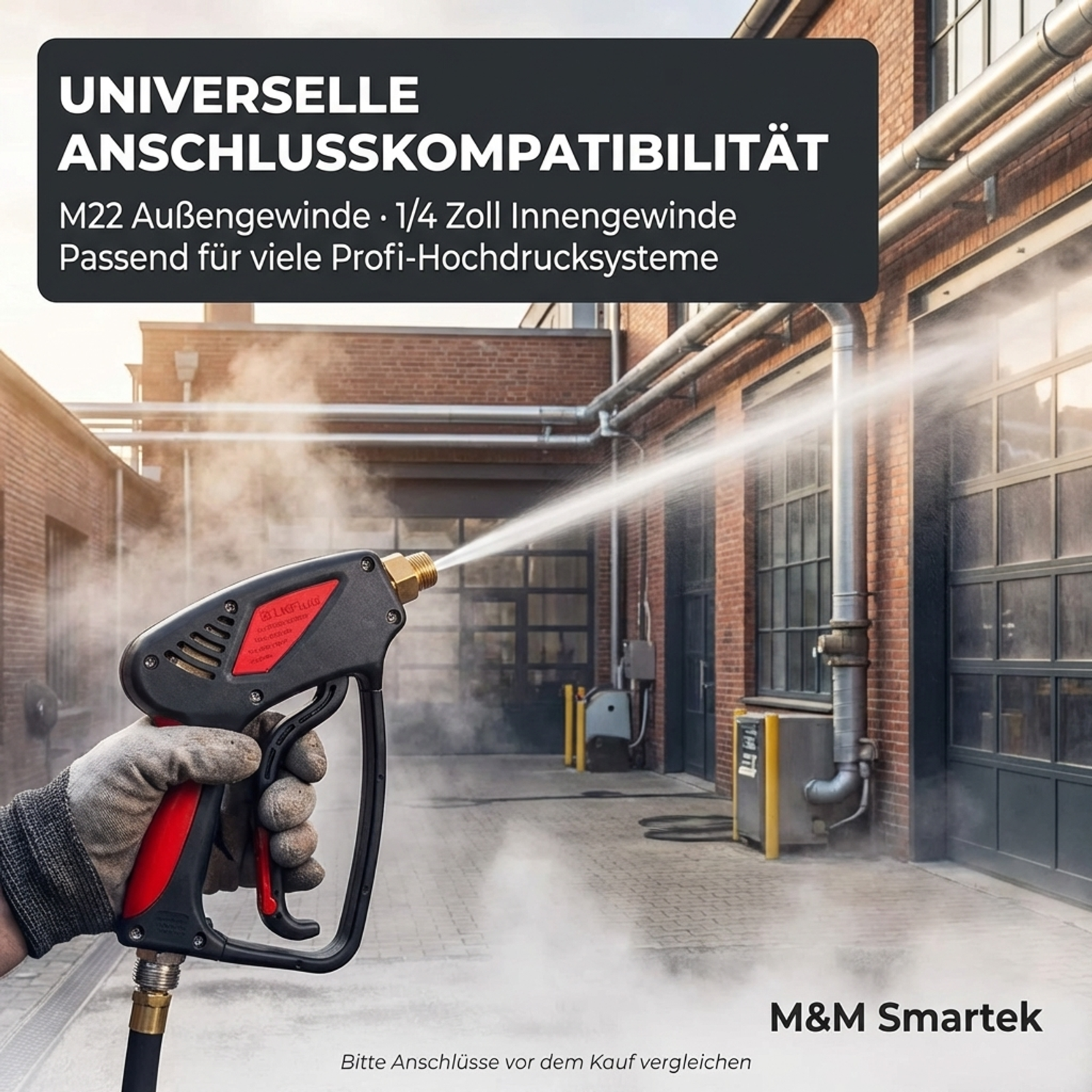 M&M Smartek Hochdruckpistole 350 Bar Heißwasser 150°C M22 auf 1/4 Zoll5