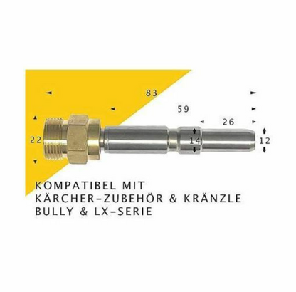Adapter für Kränzle D12 KEW, WAP, Alto, Nilfisk Neptune M22 x 1,5 AG Edelstahl2