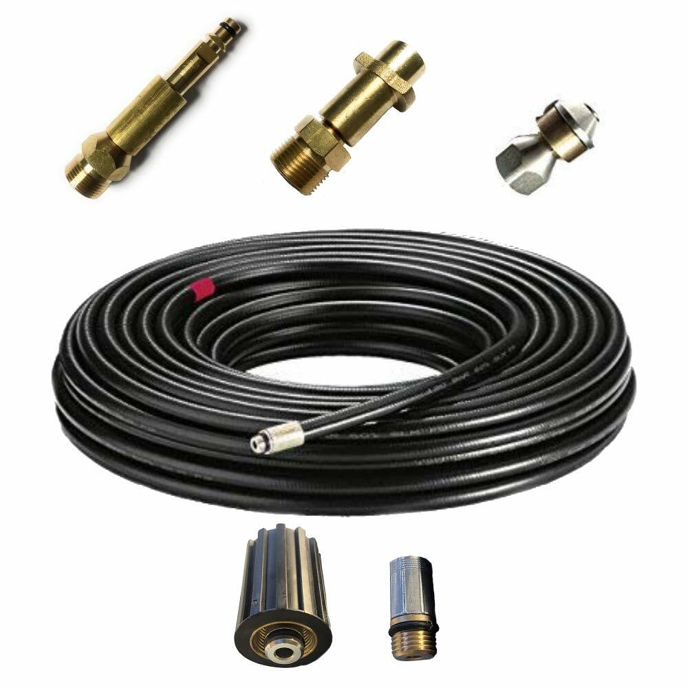 8m Rohrreinigungsschlauch Set Profi 4 teilig für Kärcher Workzone Aldi Craft HD0