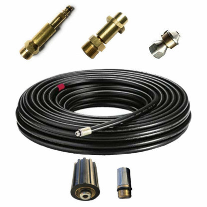 8m Rohrreinigungsschlauch Set Profi 4 teilig für Kärcher Workzone Aldi Craft HD0