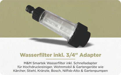 Wasserfilter für Hochdruckreiniger Gartenpumpe Wohnmobil ¾ inkl Schnelladapter - wasserfilter-fur-hochdruckreiniger-gartenpumpe-wohnmobil-inkl-schnelladapter von M&M Smartek®