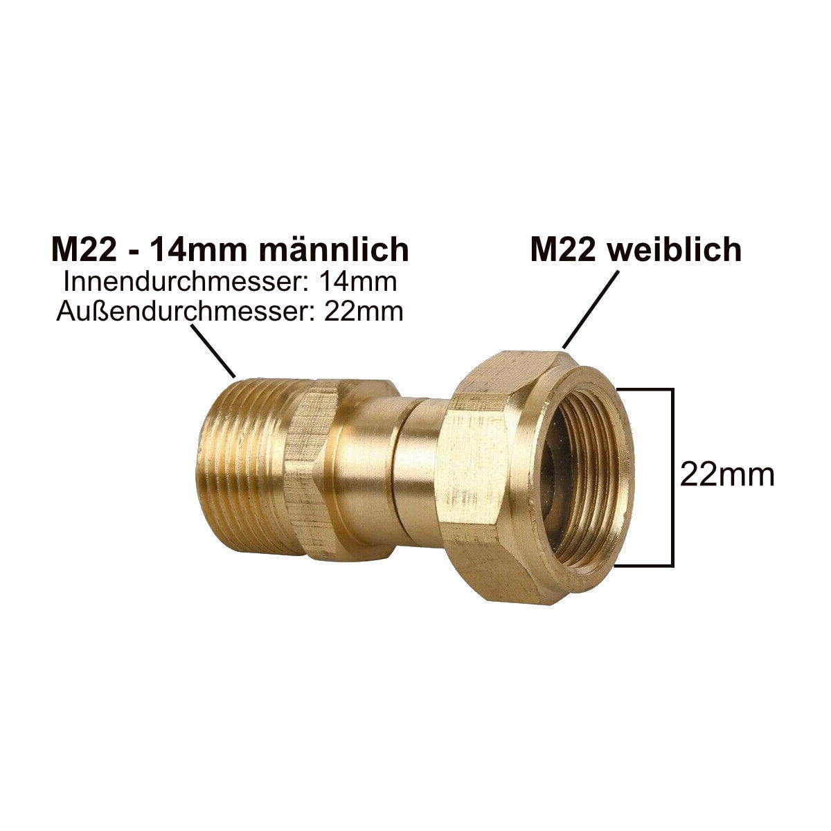 Adapter für Hochdruckreiniger M22 x1,5 AG auf M22 x1,5 IG Drehgelenk drehbar2