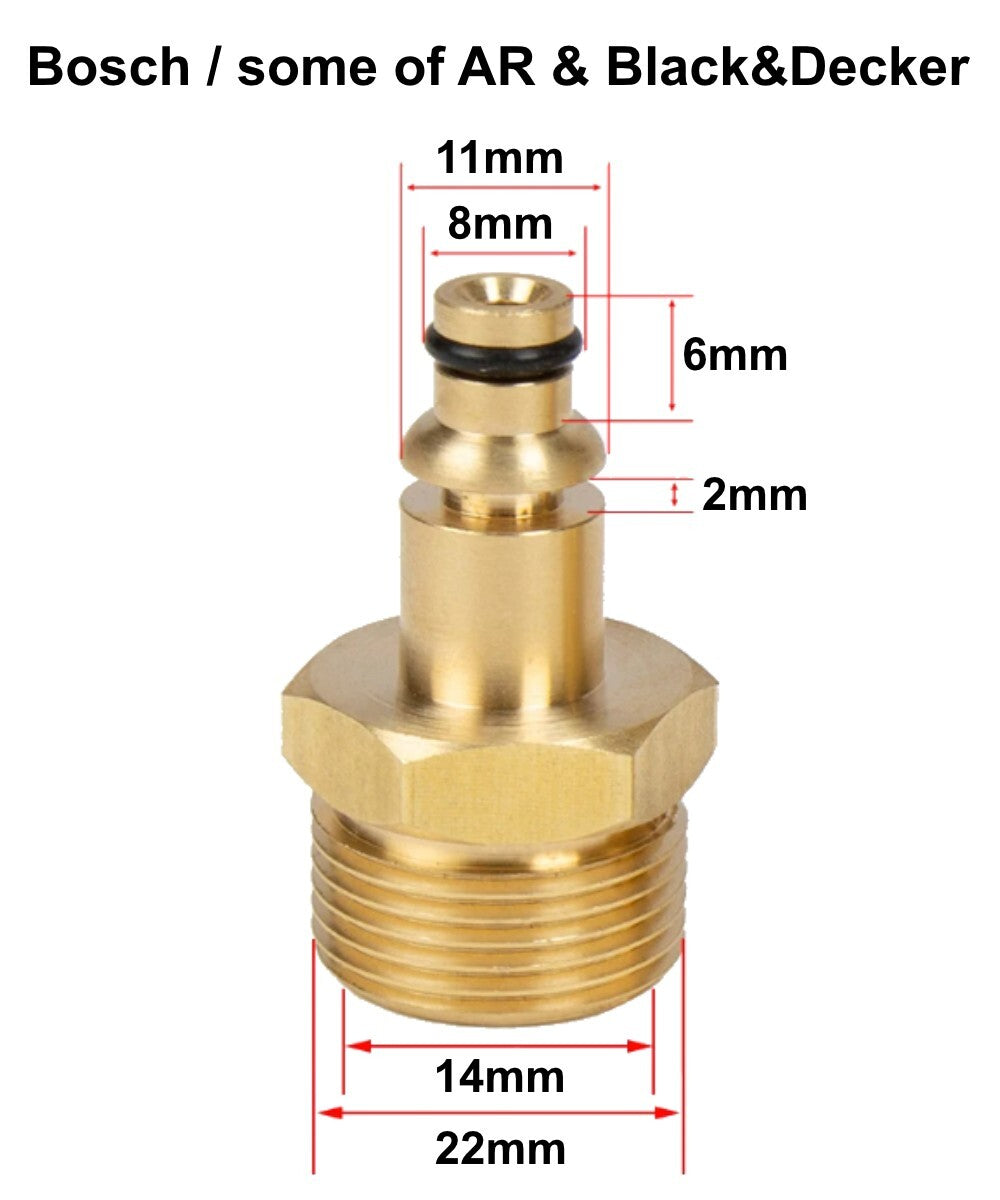 Stecknippel für Bosch, AR und Black&Decker HD Pistole Adapter mit M22 AG Messing1