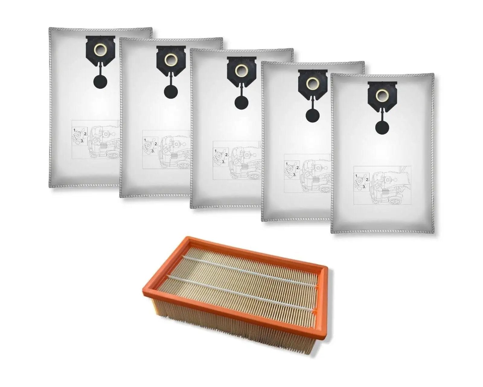 1 Filter & 5 Staubsaugerbeutel geeignet für Kärcher wie 2.889-154.0 NT 30/1 30L - 1-filter-5-staubsaugerbeutel-geeignet-fur-karcher-wie-2-889-154-0-nt-30-1-30l von M&M Smartek®