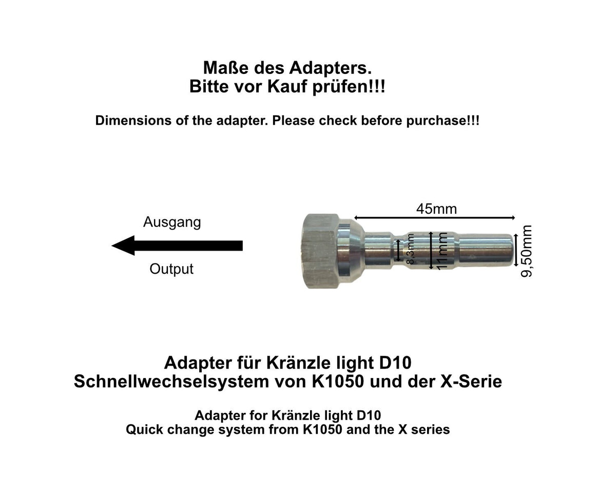 Bajonett Adapter B für Kärcher K Hobby auf Kränzle light line D10 Stecknippel1