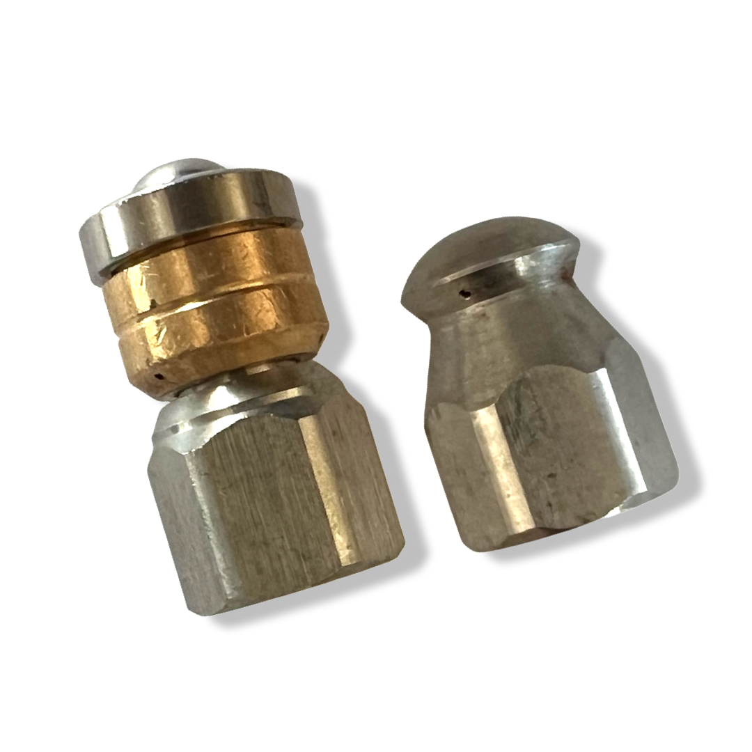 Rohrreinigungsdüse SET 2 Stück 1/4" rotierend & starr für Rohrreinigungsschlauch