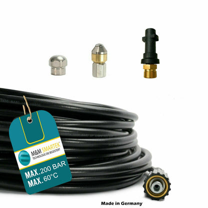 50m Rohrreinigungsschlauch Set 4teilig Rohrreinigung Abfluss Kanalratte 200bar0