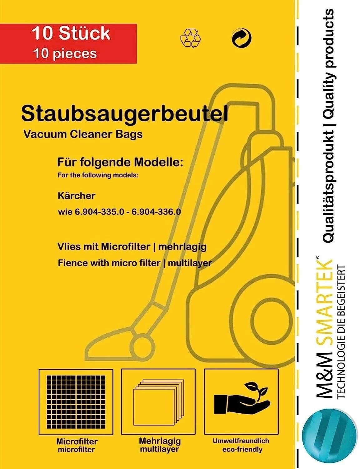 10 Staubsaugerbeutel für Kärcher BV 5/1 BV 5/1 Bp 6.904-335.0 T7/1 T9/1 T10/1 - 10-staubsaugerbeutel-fur-karcher-bv-5-1-bv-5-1-bp-6-904-335-0-t7-1-t9-1-t10-1 von M&M Smartek®