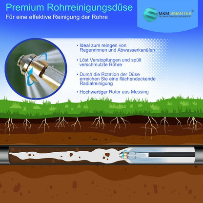 10m Rohrreinigungsschlauch Bajonett   1/8" Gewinde + 2 Düsen 250 bar 60° C NW511