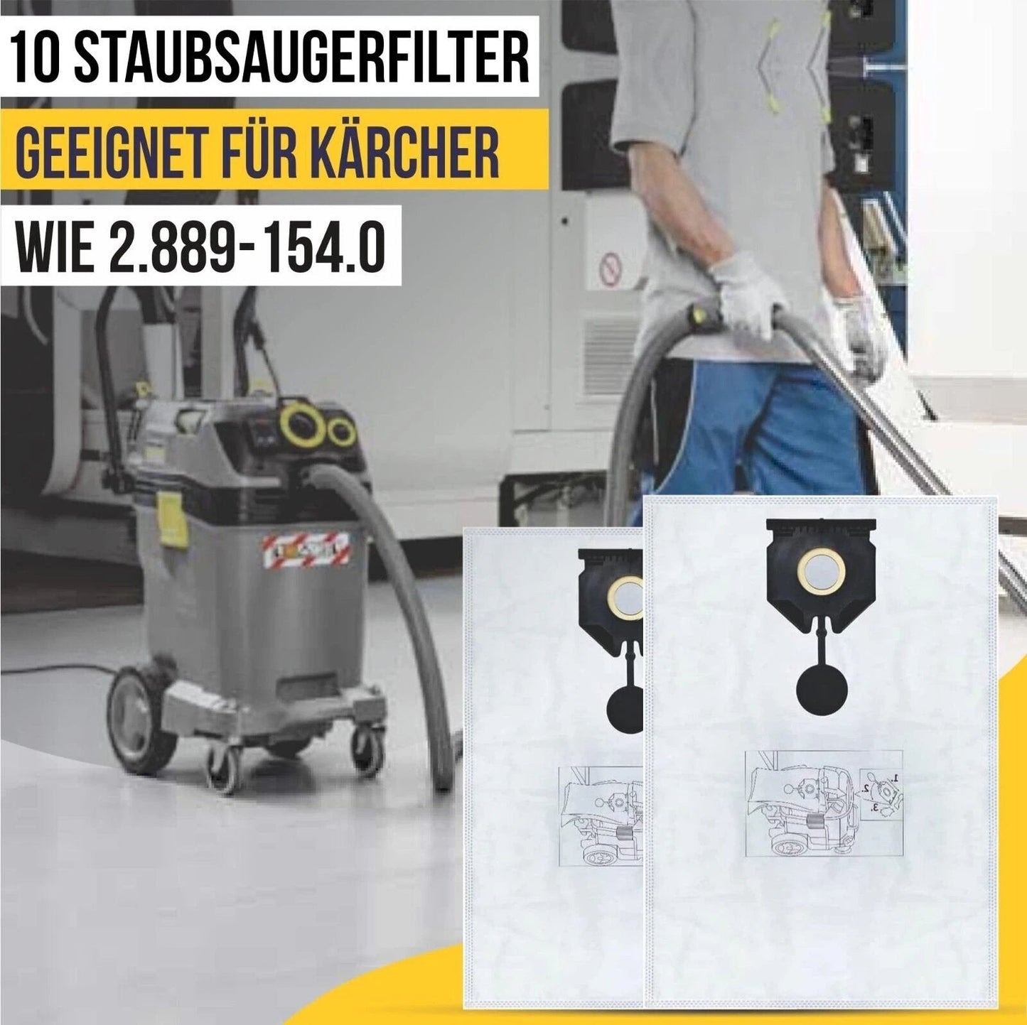 10 Beutel & 1x Filter geeignet für Kärcher 2.889-154.0 Kärcher NT 30/1 30 L 30L - 10-beutel-1x-filter-geeignet-fur-karcher-2-889-154-0-karcher-nt-30-1-30-l-30l von M&M Smartek®