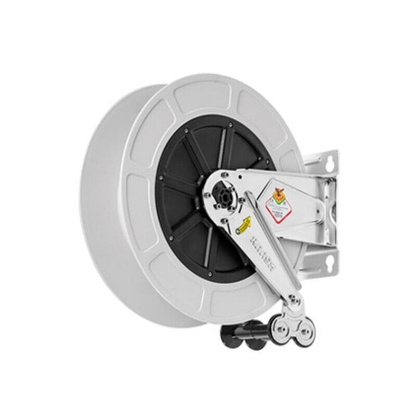 Feststehender Schlauchaufroller Edelstahl 3/8" G für 19m Schlauch DN8 200 bar