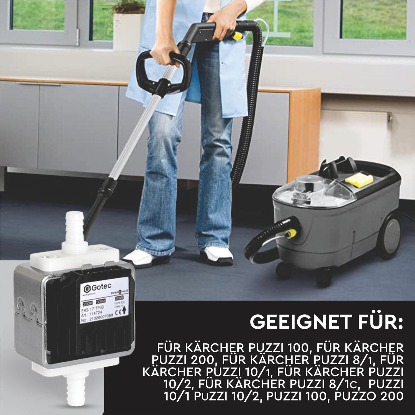 Original Pumpe Gotec für Kärcher Puzzi 100 200 8/1 10/1 10/2 Waschsauger Pomp V26