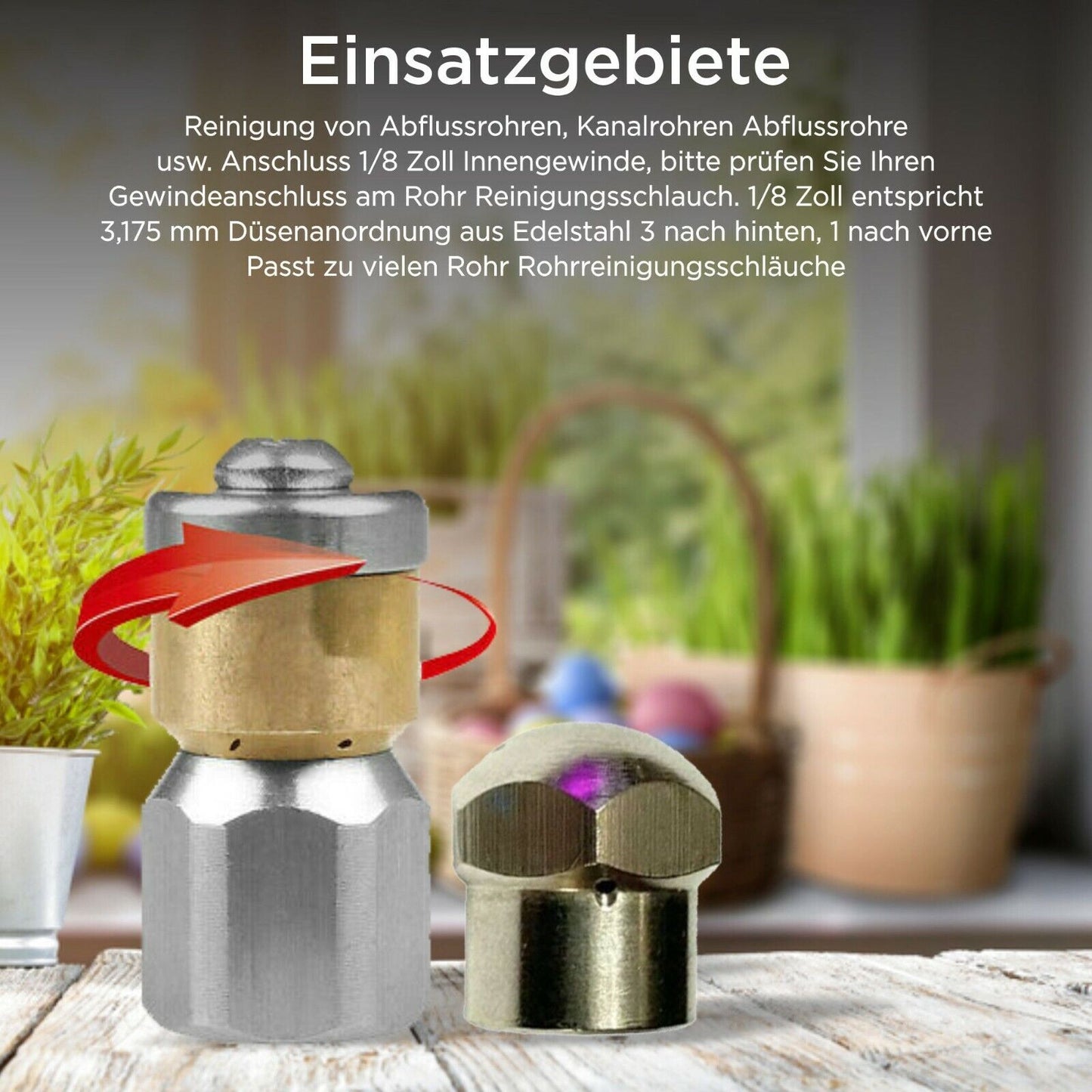 Rohrreinigungsdüse SET 2 Stück 1/8" starr & rotierend für Rohrreinigungsschlauch