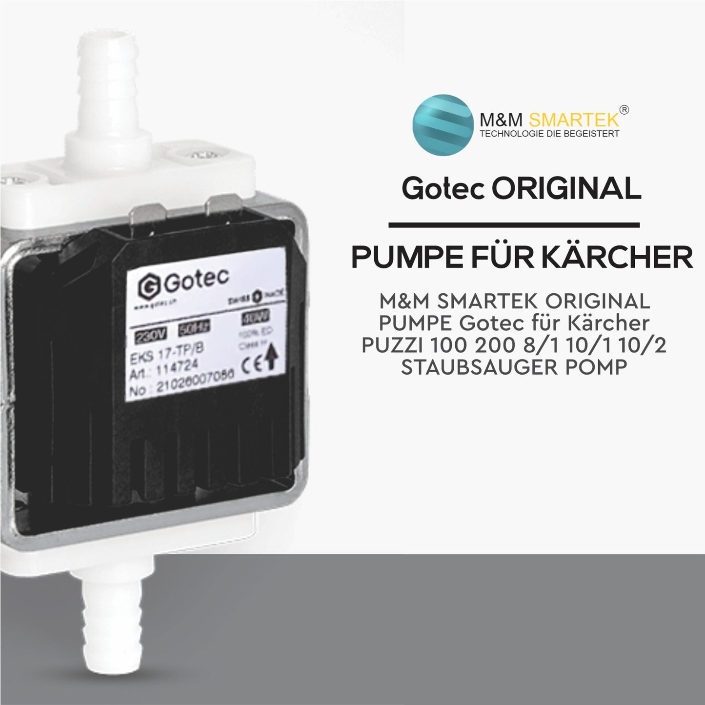 Gotec Wasserpumpe für Kärcher Puzzi 100 200 8/1 10/2 10/1 C ADV Hagerty V 1147241