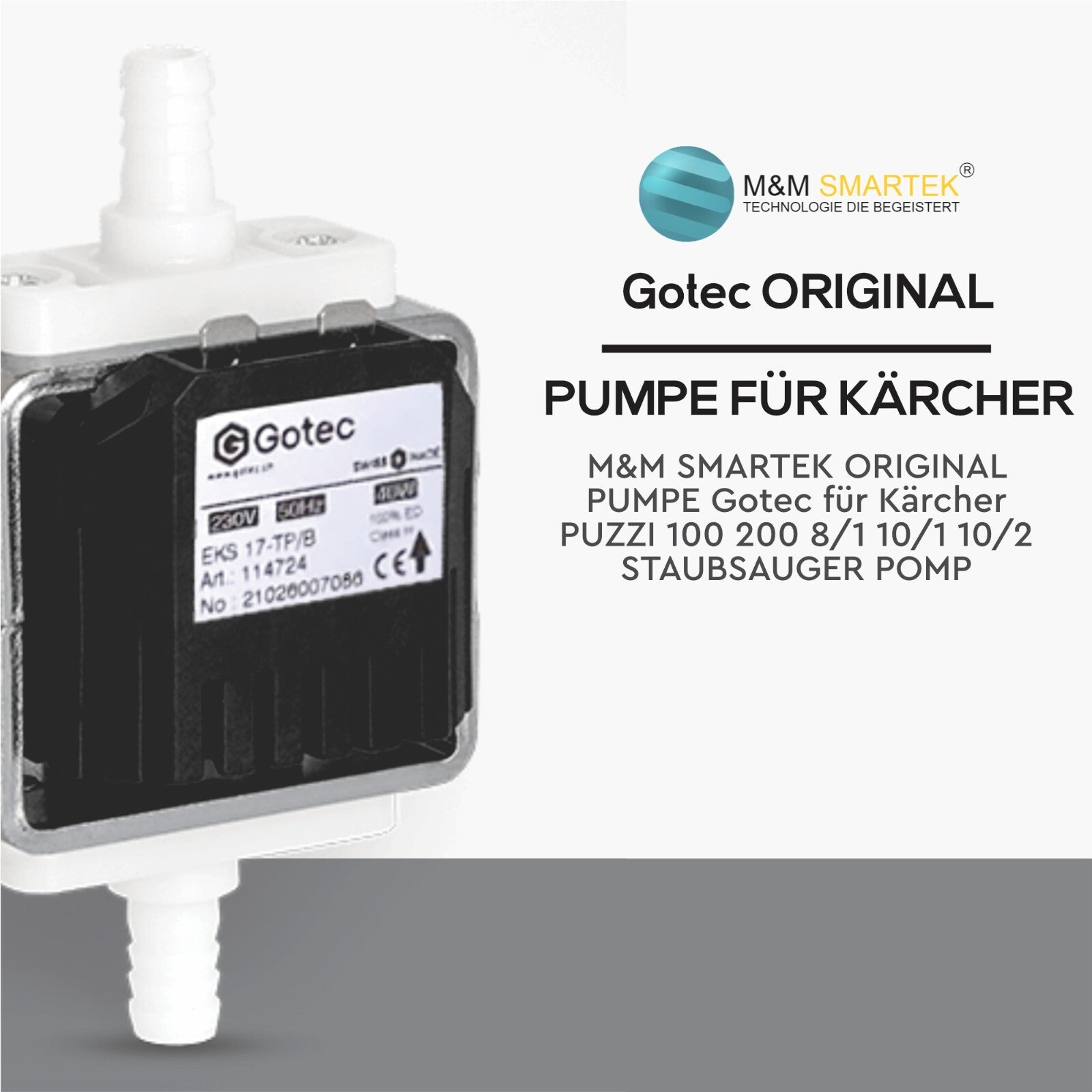 Gotec Wasserpumpe für Kärcher Puzzi 100 200 8/1 10/2 10/1 C ADV Hagerty V 1147241