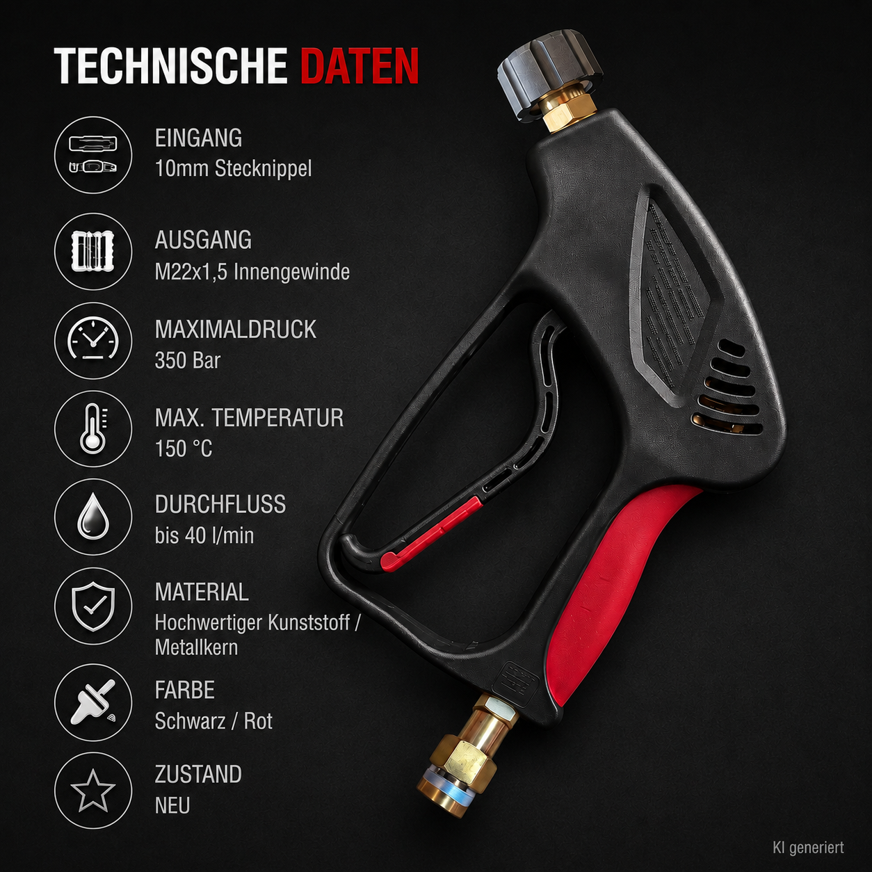 Hochdruckpistole 350 Bar M22 IG Stecknippel 10mm Heißwasser 150°C Kärcher5