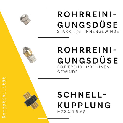 10 Meter Rohrreinigungsschlauch 7 Teilig Profi für Kärcher Kränzle NILFISK ALTO1