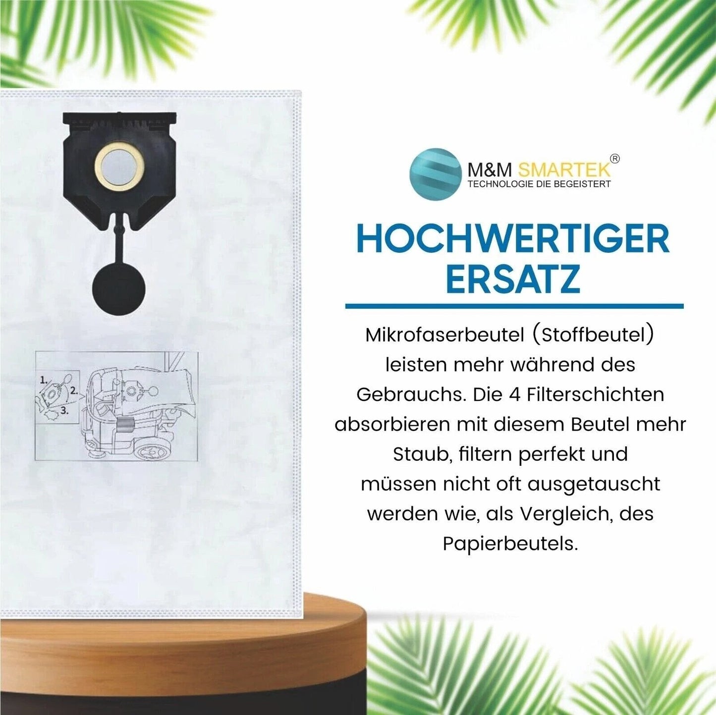 10 Beutel & 1x Filter geeignet für Kärcher 2.889-154.0 Kärcher NT 30/1 30 L 30L - 10-beutel-1x-filter-geeignet-fur-karcher-2-889-154-0-karcher-nt-30-1-30-l-30l von M&M Smartek®