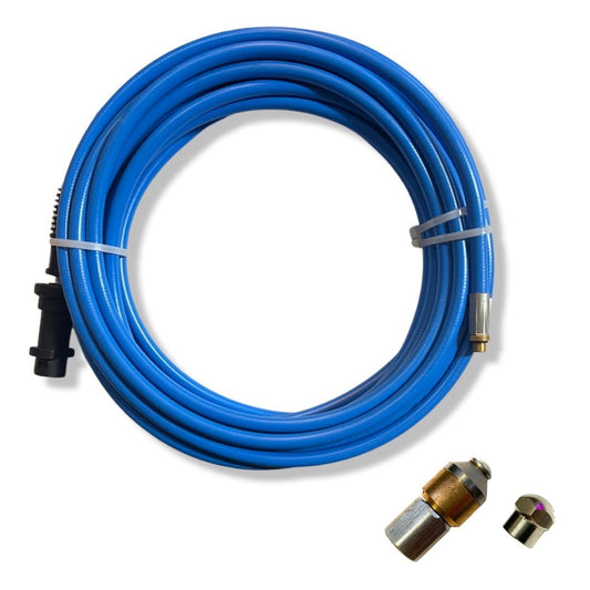 10m Rohrreinigungsschlauch Bajonett   1/8" Gewinde + 2 Düsen 250 bar 60° C NW50