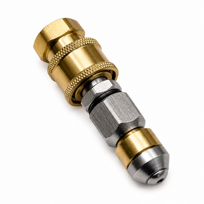 Edelstahl Kanalrohr Reinigungsdüse 2 teilig mit 1/4" Schnellkupplung rotierend0