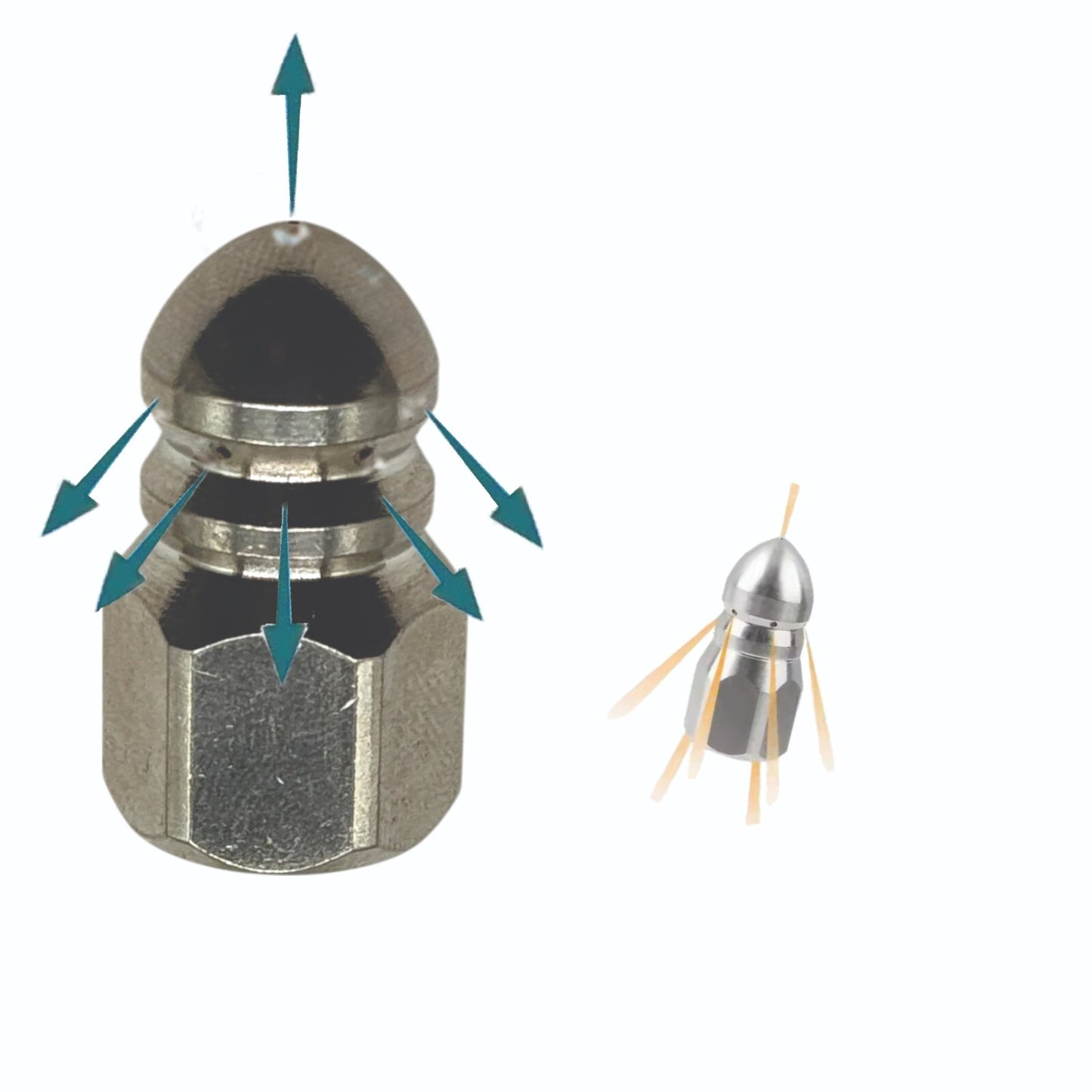 Rohrreinigungsdüse 1/4" 6x hinten 1x vorne Schnellkupplung AG Schnellkupplung4