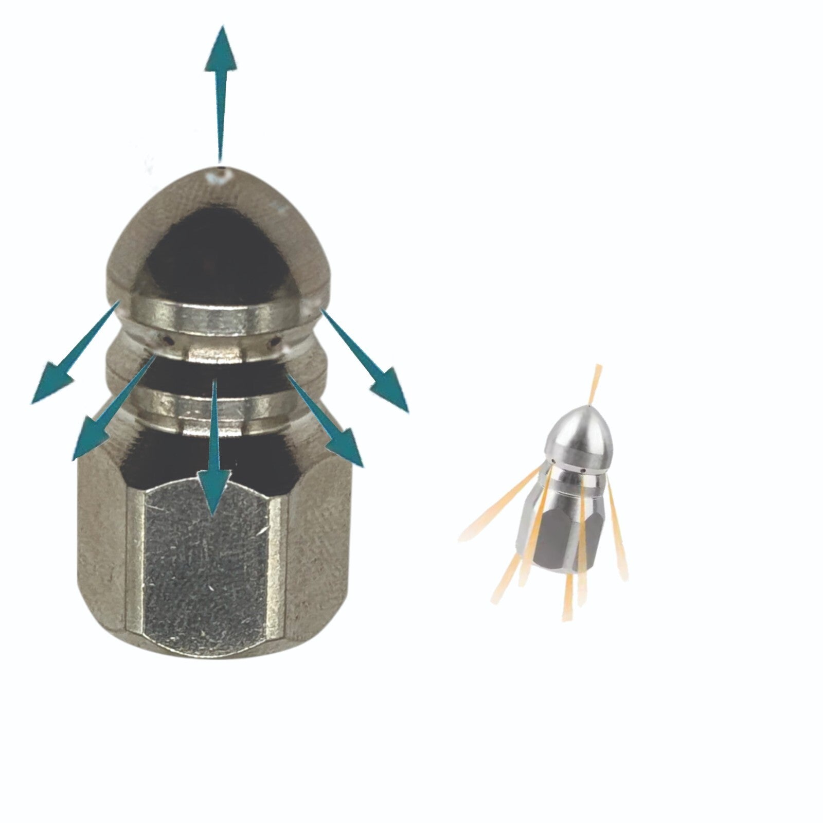 Rohrreinigungsdüse 1/4" 6x hinten 1x vorne Schnellkupplung AG Schnellkupplung4