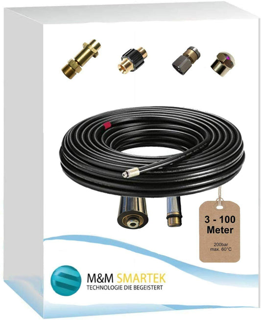 8m Rohrreinigungsschlauch für Kärcher Kränzle + Bajonett Adapter Kupplung Düsen