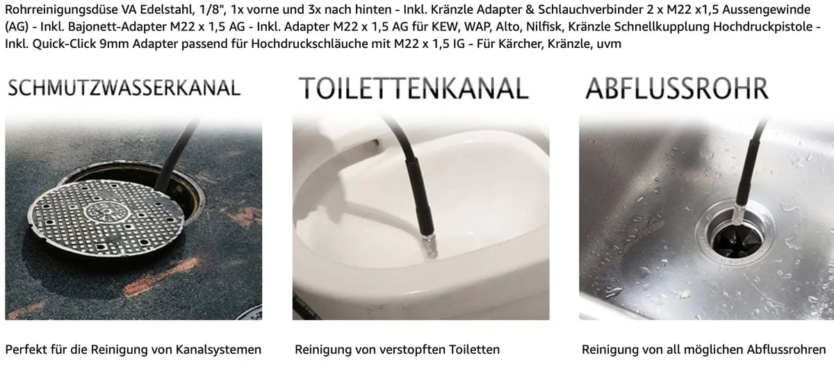 Rohrreinigungsschlauch 14-Teilig für Kärcher Kränzle NILFISK ALTO WAP Bosch B&D